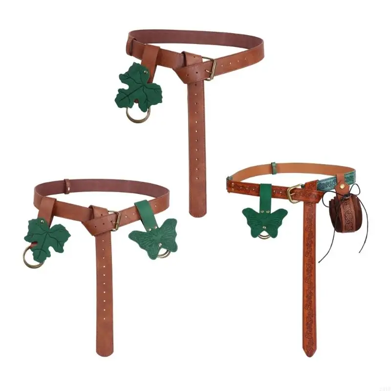 

2025 New Medieval Knight Leather Belt Skirt Hikes Waist Bag Renaissances Costume Accessory