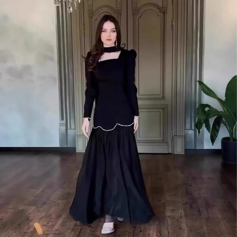 

2025Spring new style palace retro elegant temperament long-sleeve long dress