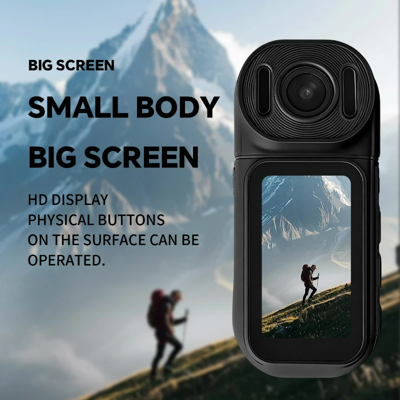 Mini Sports Camera with 180° Rotatable Lens Night Vision EIS Anti-shake WiFi Vlog Recording for Motorcycle BikingDiving & Travel