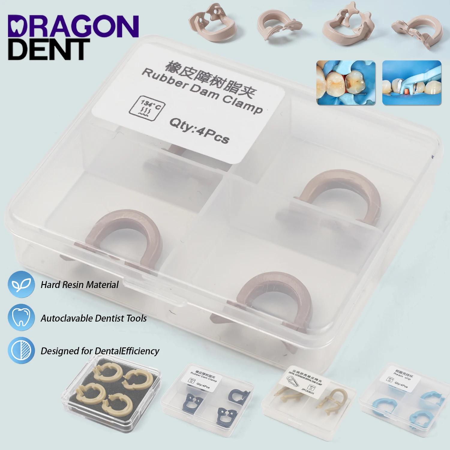 Dental Resin Clamp Dental Dam Clip Matrix System Autoclavable High Heat Resistant Separator Ring Dental Lab Dentistry Material