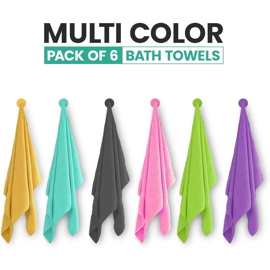 ผ้าขนหนูอาบน้ำ 6 ผืน ขนาด 30 x 60 ซม. เนื้อนุ่มพิเศษ ผลิตจากผ้าฝ้าย 100% ผ้าขนหนูอาบน้ำขนาดใหญ่ ซึมซับน้ำได้ดีเยี่ยม เหมาะสำหรับใช้ในห้องน้ำ สระว่ายน้ำ ฟิตเนส สปา และโรงแรม