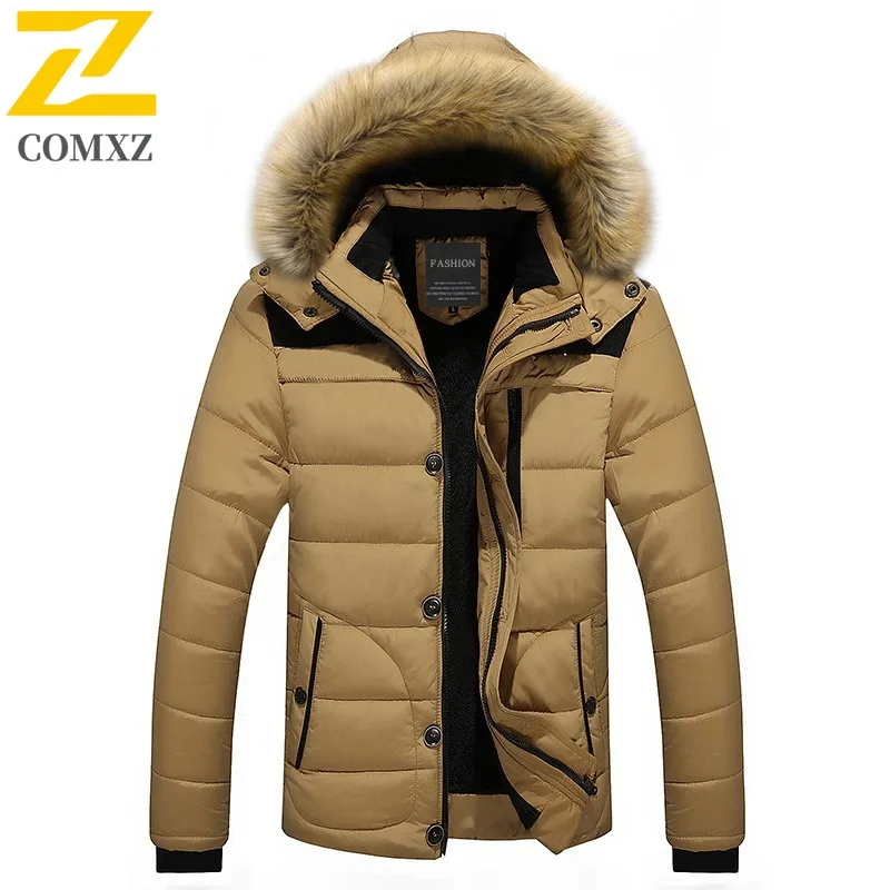 

COMXZ Mens Padded Jacket Classic Hooded Mountaineering Thickened Warm Parka Casual Travel Comfortable Lightweight Winter Coat