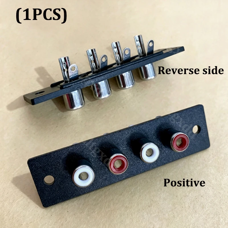 1 Stück 2/4-Port RCA-Buchse, Panelmontage, Audio-Anschlussplatine, AV-Lotus-Stecker, Chassis-Eingangsanschluss für Verstärker, Lautsprecher, DIY – Detail 12