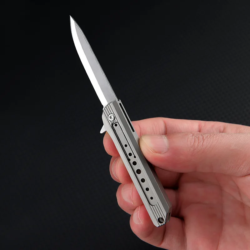 Titanium Alloy Mini Folding Knife D2 Blade With Bottle Opener Sharp EDC Keychain Portable Unboxing Unpacking Express Knife