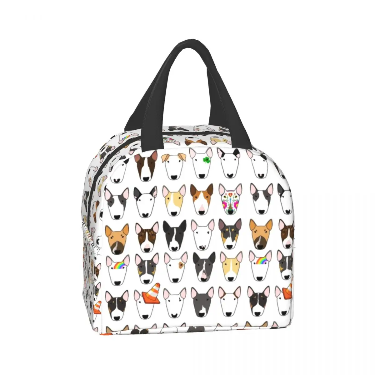 Bull Terrier Dog Repeat Pattern Insulated Lunch Bag for Women Waterproof Animal Thermal Cooler Lunch Tote Kids School Food Box