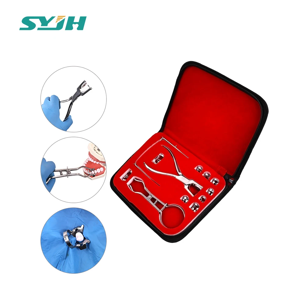 

Dentistry Dam Hole Puncher Set With Leather Bag Pliers For Dentist Perforator Rubber Orthodontic Dam Clip Dental Instrument Tool