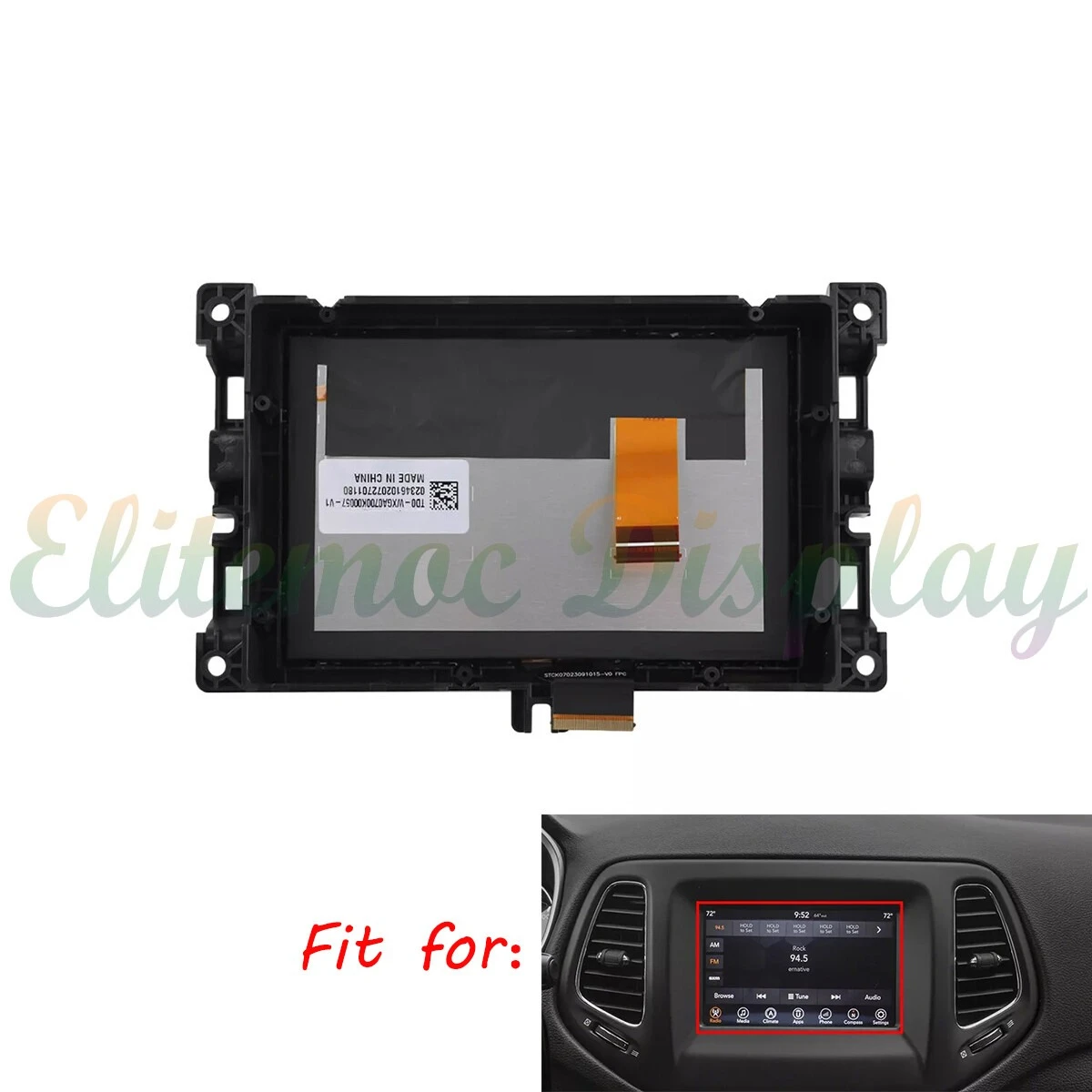 

TDO-WXGA0700K00033-V1 7" LCD Display Touch Screen for Jeep Compass 2017-2020 Radio Navigation Repair Pats