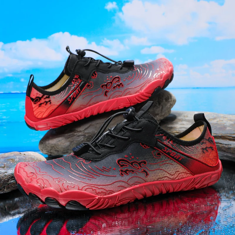 

Black Red Outdoor Water Shoes Breathable Quick Dry Aqua Sneakers for Men Women Beach Swim Surfing Hiking Trekking