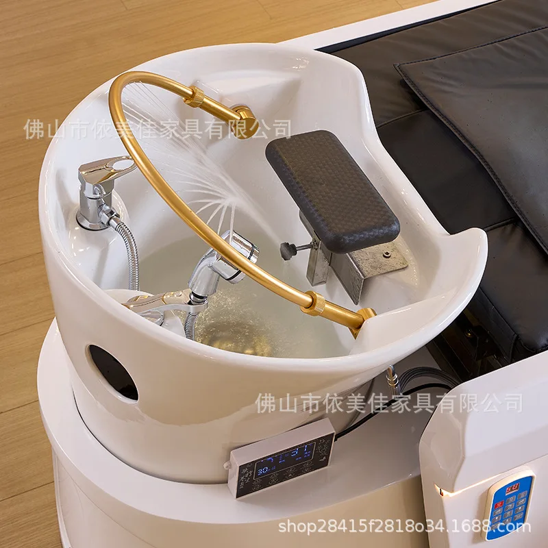 Automatic intelligent electric massage bed ceramic deep basin hair salon flushing bed