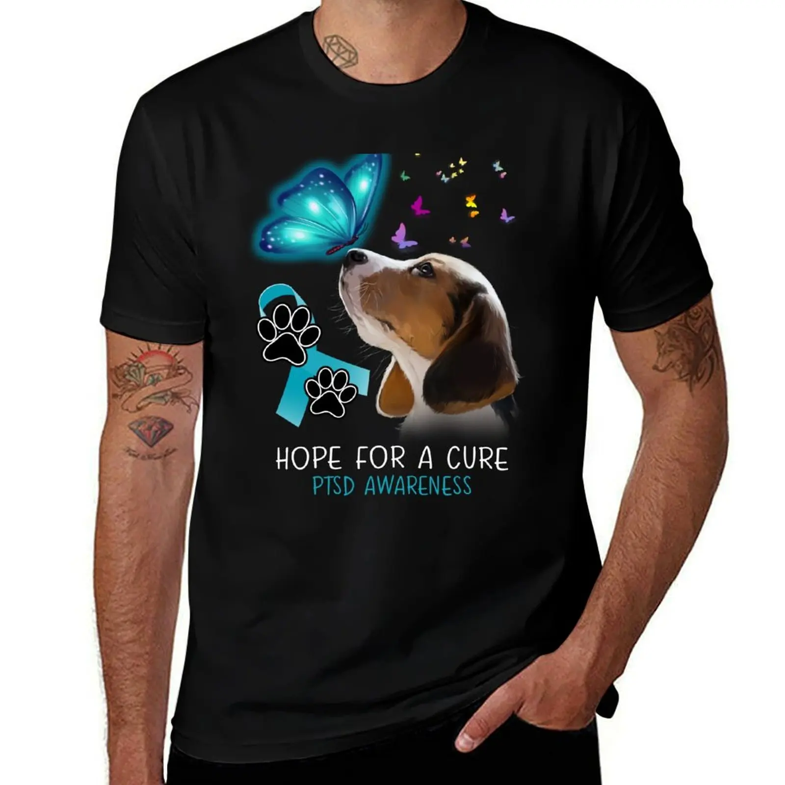

Beagle Hope For A Cure PTSD Awareness T-Shirt Big Size Loose Fit Tee Shirt