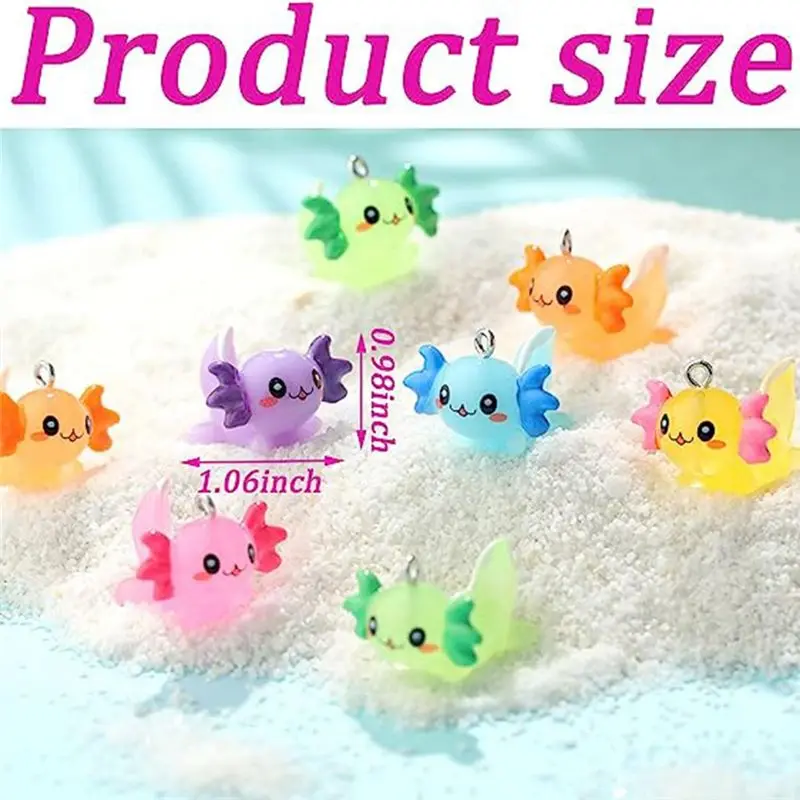 A13M 24 PCS Animal Charms Axolotl Resin Charms for Jewelry Making Tiny Resin Animals Resin Figures Miniature Axolotl Ornament