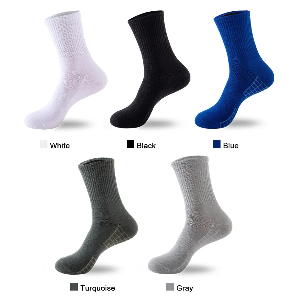 5 Pairs/lot Men\'s Tube Socks 100% Cotton Solid Colour Sweat Anti-odour Outdoor Sports Socks Autumn Winter Black White Warm Socks