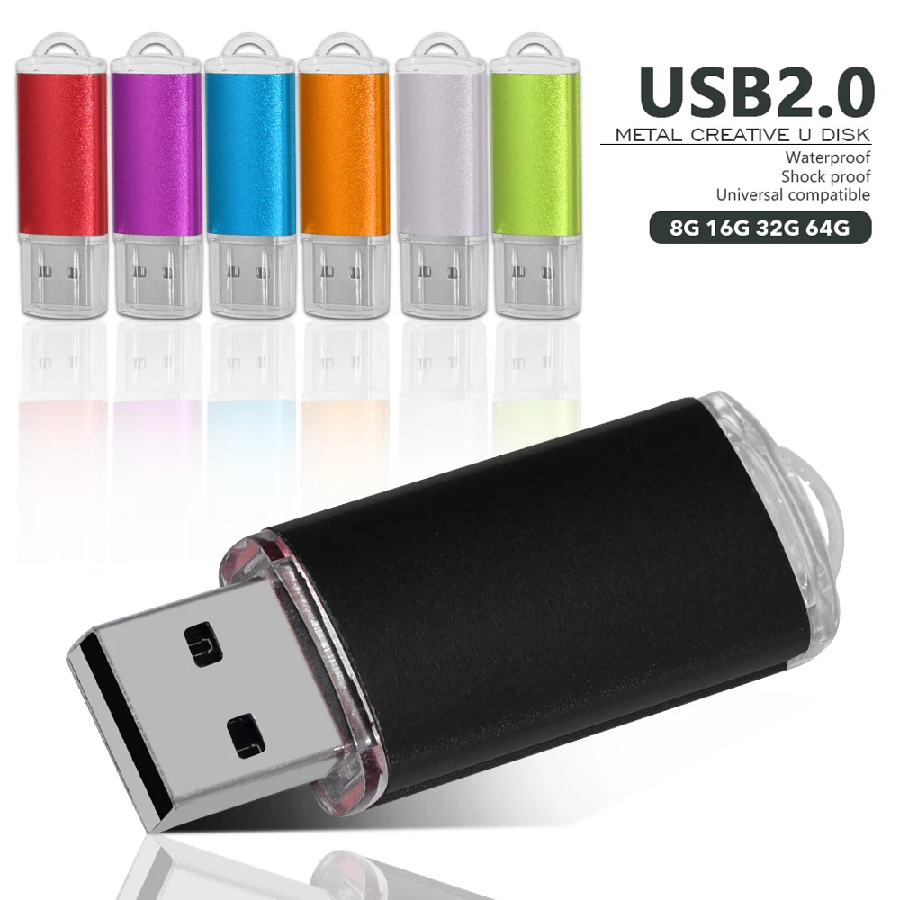 10 Uds. Unidad USB con logotipo personalizado, unidad de bolígrafo 2,0 de alta velocidad, 64GB, 32GB, unidad Flash de Metal, disco de memoria Cle USB, envío gratis