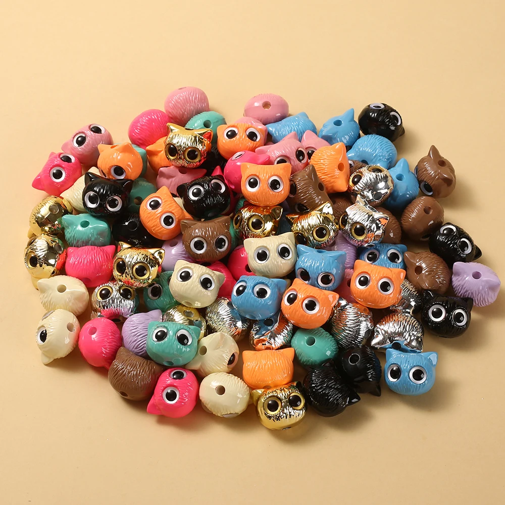 10Pcs 17x19mm Cartoon Animal Owl Beads Acrylic Loose Spacer Beads For Bracelet Necklace Earring Making DIY Jewelry Accessories