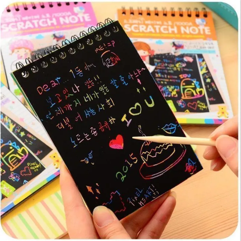 Mini cuaderno de papel negro para niños, Bloc de notas, boceto, Graffiti, dibujo, pintura, oficina, escuela, papelería, regalo