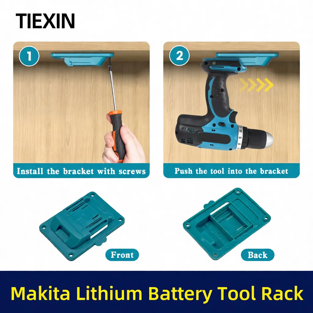 Battery Storage Mount Dock For Makita 14.4V 18V Power Tools Rack Organizer Wall Bracket Fixing Stand Modular Tool Docking Base