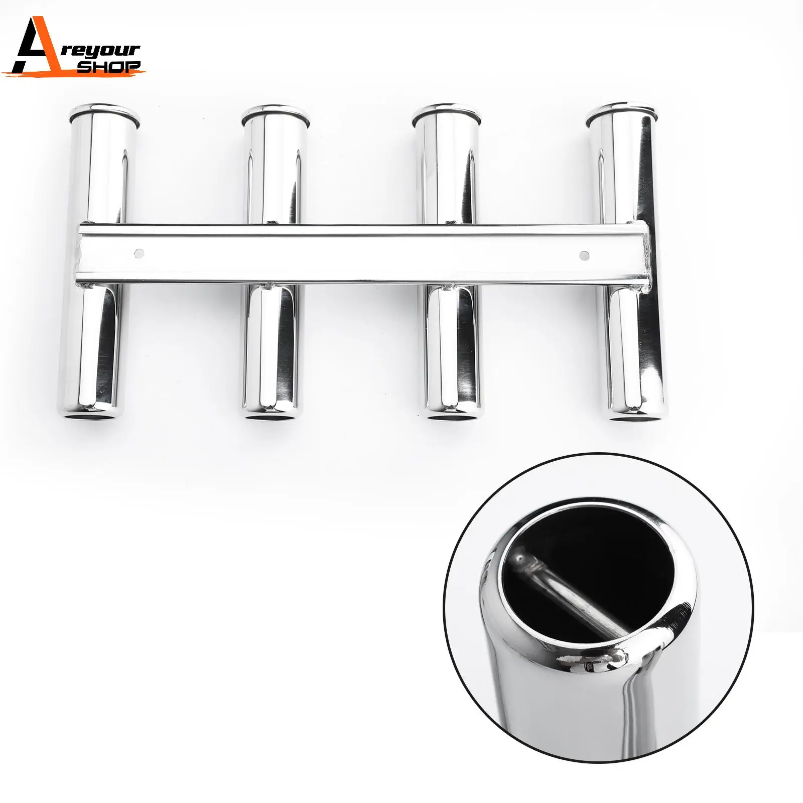 Areyourshop 4 Tubes Fishing Rod Holder 316 Stainless Steel Side Mount Boat/Truck RV Rod Pod Boat Accessories Parts