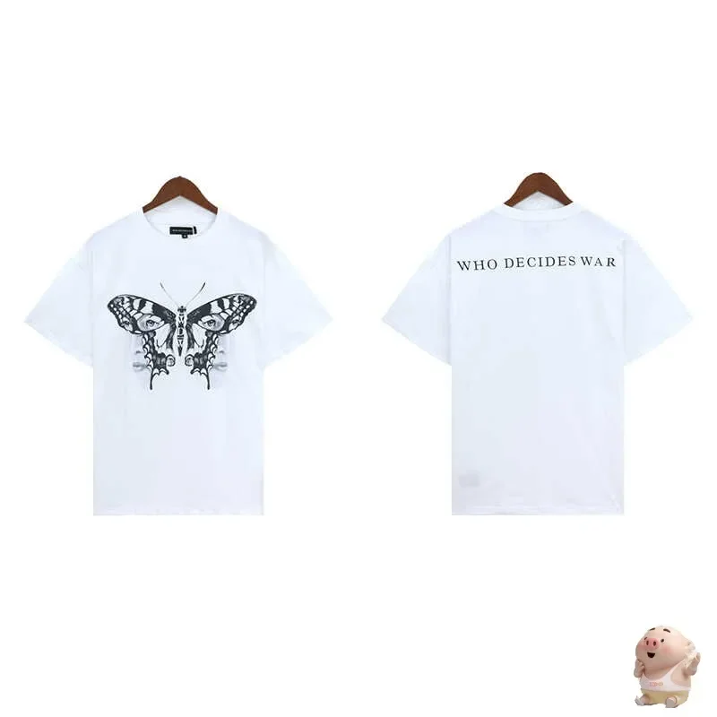 

Повседневная футболка с принтом бабочки, который решает войну, мужские и женские белые топы унисекс, футболка, футболка в стиле хип-хоп