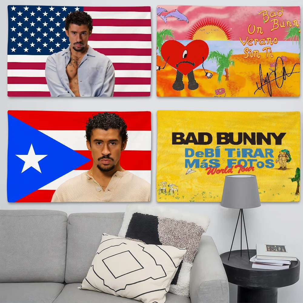 Singer B-Bad B-Bunny Flag Suitable For Birthday Parties Living Room Bedroom And Outdoor Camping Decorations