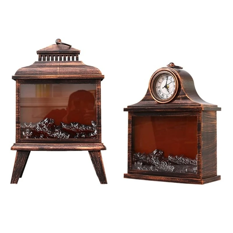 KX4B LED Fireplace Lantern Christmas Halloween Decorative Flameless Lamp Battery USB Operated Table Light Decoration for Indoor