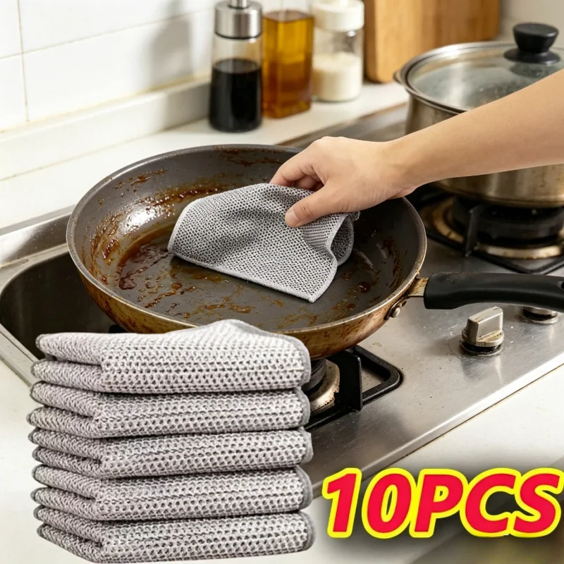 10-panni-magici-per-la-pulizia-panno-in-microfibra-ispessito-con-spugna-integrata-e-pallina-in-lana-d'acciaio