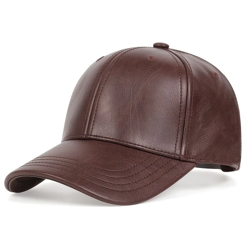 Pu Leather Baseball Caps Spring and Autumn Outdoor Adjustable Casual Hats Sunscreen Hat