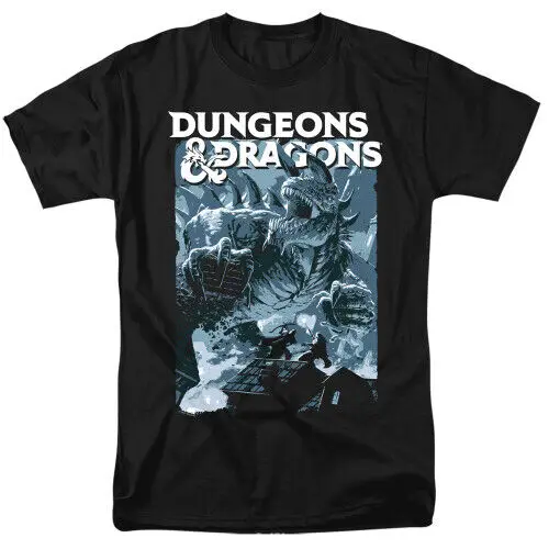 and Dragons Tarrasque Adult 18/1 T-Shirt Black Cotton  vintage oversized