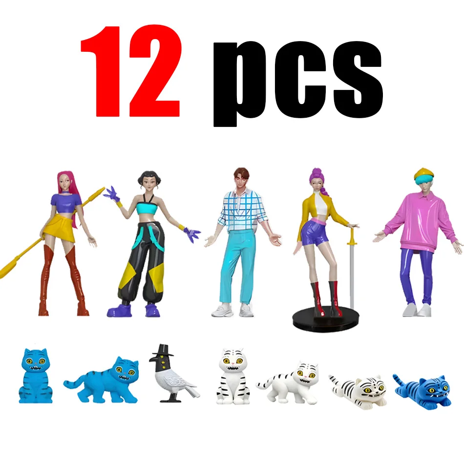 Conjunto de figuras de acción de Demon Hunters, juguetes de peluche coleccionables, Derpy Tiger Rumi Mira Zoey Sussy Doll, 5/7/12 Uds., regalo para fanáticos