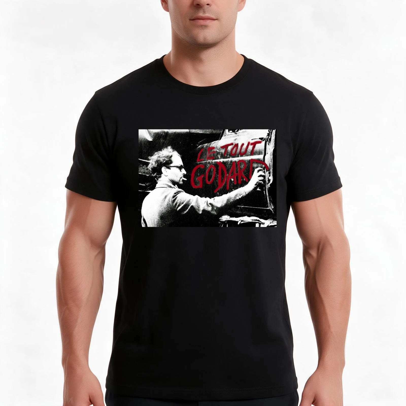 Jean-Luc Godard - Le Tout Godard graffiti T-Shirt, Summer Casual Cotton Tee, Oversized Streetwear Tops, Vintage Graphic Print