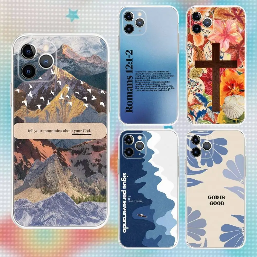 

Bible Verse Jesus Christ Cross Phone Case For iPhone 17,16,15,14,13,12,11 Pro,Max,Plus,Air,X,XS,XR,SE,Mini Transparent Soft