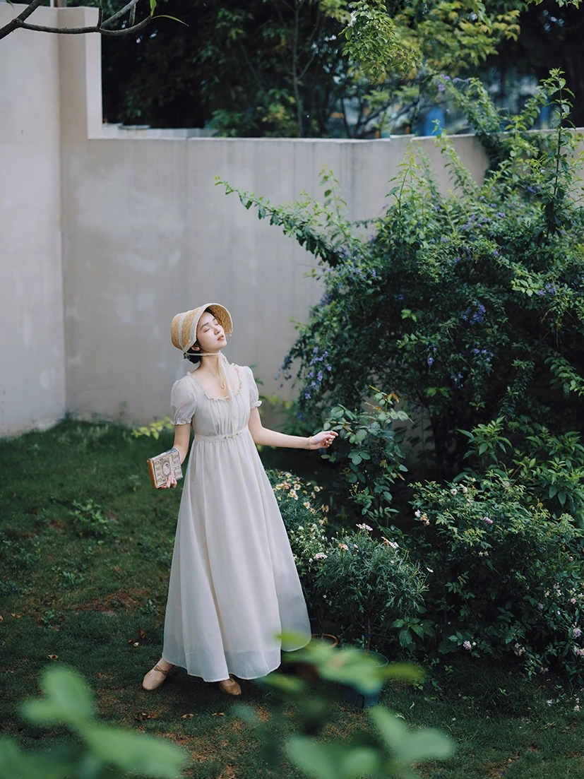 TIYIHAILEY Women Dress Short Sleeve Long Maxi Ladies S-XL Vintage High Waist 2026 Lace Patchwork Summer Square Collar Lace Up