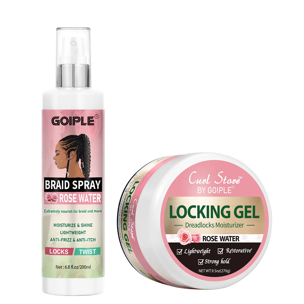 

Rose Water Braid Spray Nourish Moisturize Shine Hair Anti-Frizz Mist,Locking Gel for Locks & Twist,Braids Care Styling Products