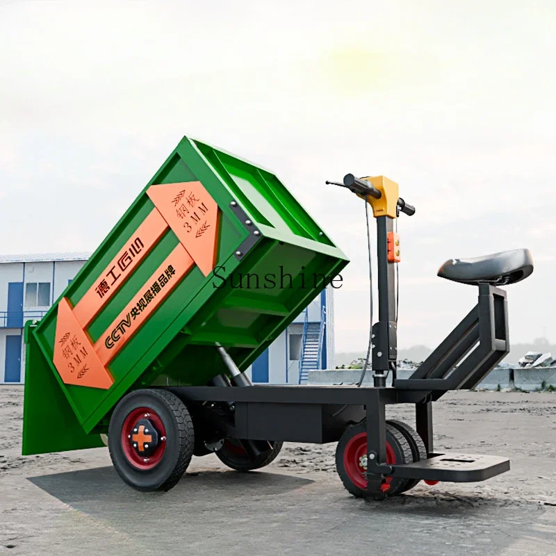 

Construction site electric ash bucket truck hand push handling construction project brick mortar cement dump bucket breeding