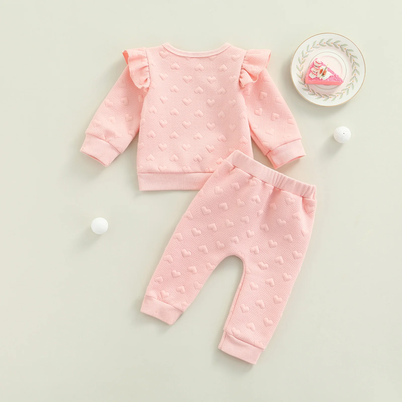 2021-10-22 Lioraitiin 0-24M Newborn Infant Baby Girl 2Pcs Autumn Clothing Set Long Sleeve Heart Printed Top Shirt Long Pants