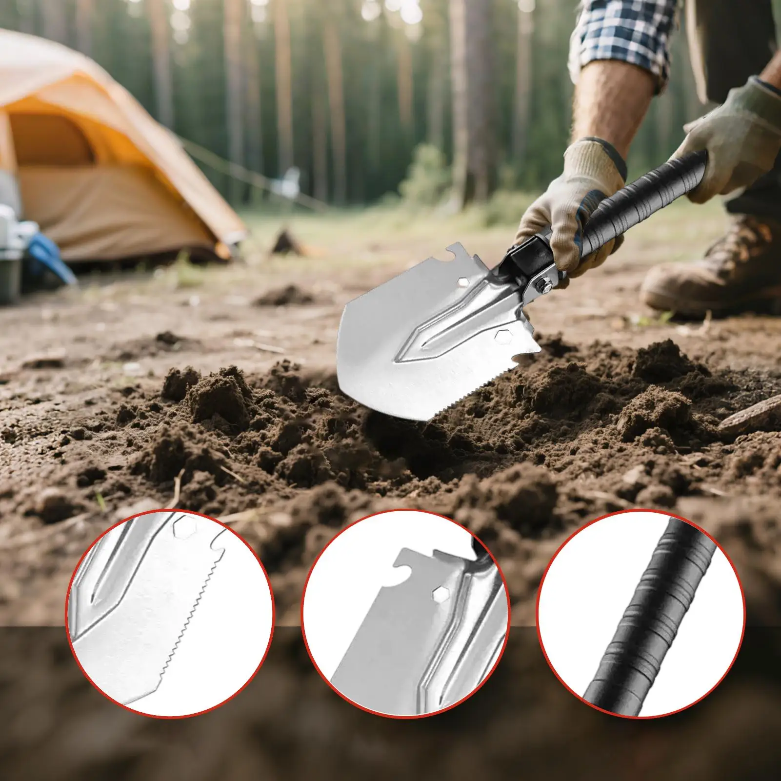 مجرفة التخييم قابلة للطي معاول قابلة للطي للتخييم معدات متعددة الوظائف معدات عالية القوة لزراعة البستنة #4