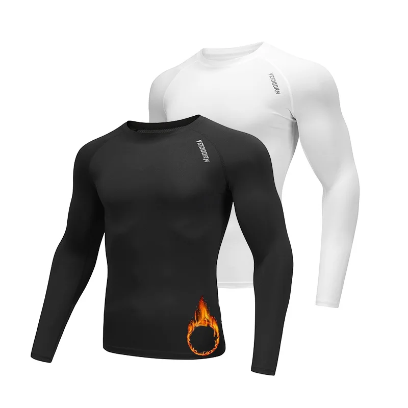 Men's Fleece Lined Compression Shirt Long Sleeve Thermal Workout Top for Gym Training Moisture Wicking Quick Dry Base Layer