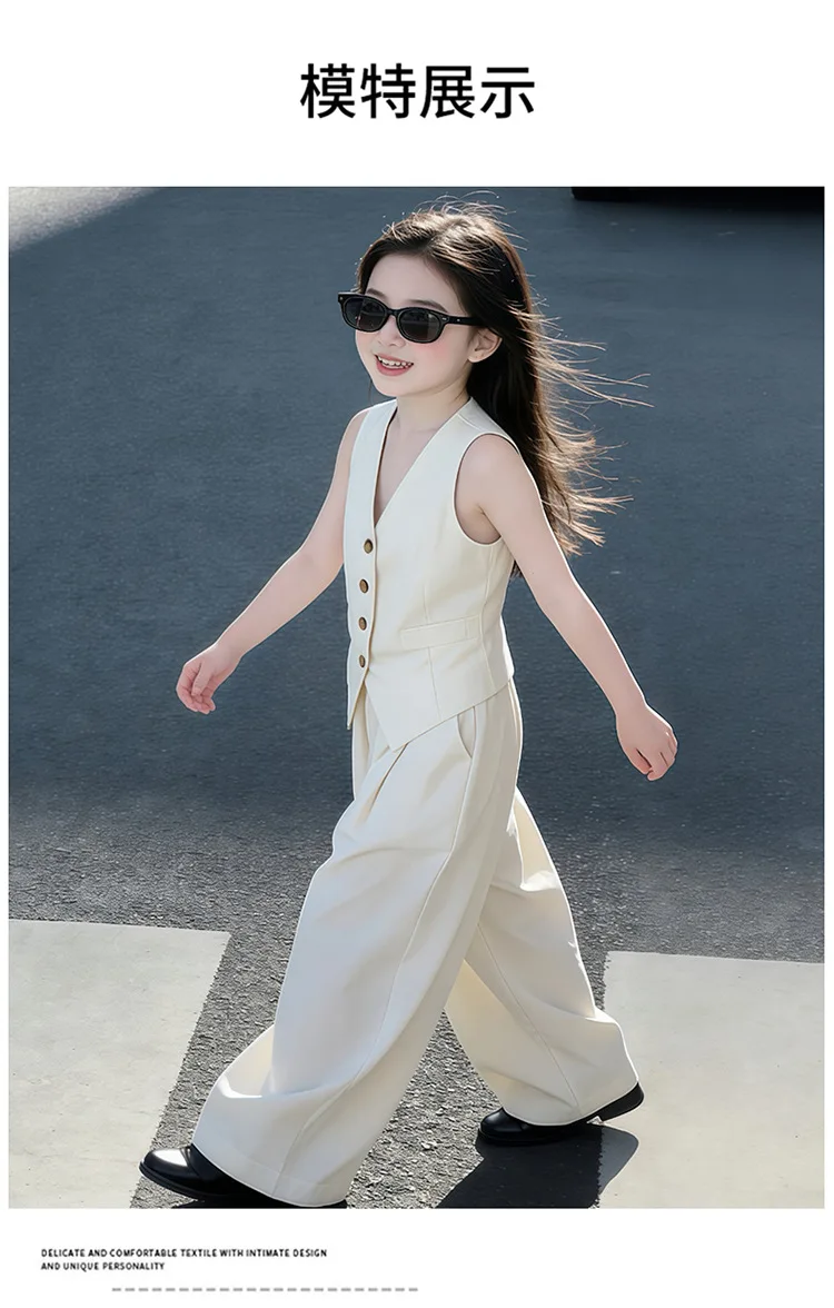 2026 New Teenage Elegant Clothing Suits,  Baby Girls Formal Lady 2 Piece Sets, Vest + Shorts or Pants  5-12 T