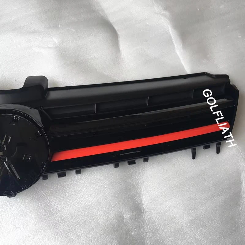 شبكة مركزية أمامية ABS باللون الأسود والأحمر لسيارة VW Golf MK7/Golf 7/GTI/R غطاء المبرد ترقية خارجية للشواية العلوية #2