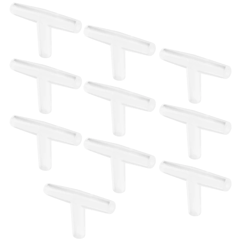 Plastic Tee Shape Aquarium 3-Way Air Valve Connectors 10 Pcs White