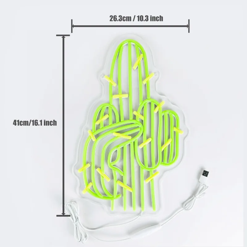 Cactus Attitude Neon Sign for Wall Decor Home Room Cactus Wall Decor Party DecorationLight Lamp LED Sign