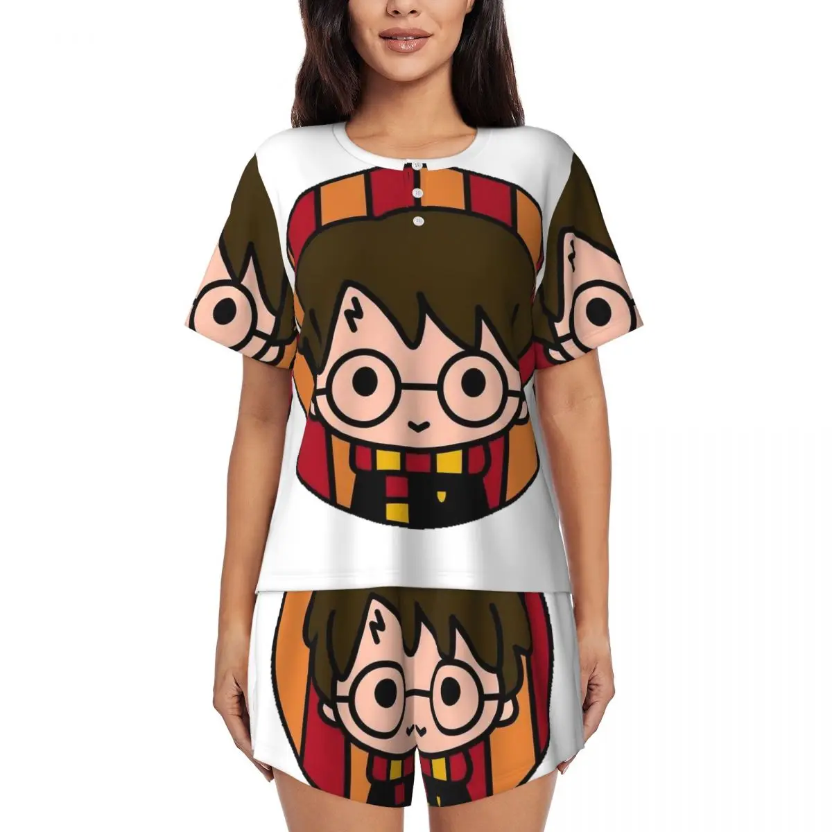

Пижамный комплект Harrys Magic Adventure Movies Potters, женская одежда для сна с короткими рукавами, домашняя одежда, комплект из 2 предметов, пижамы
