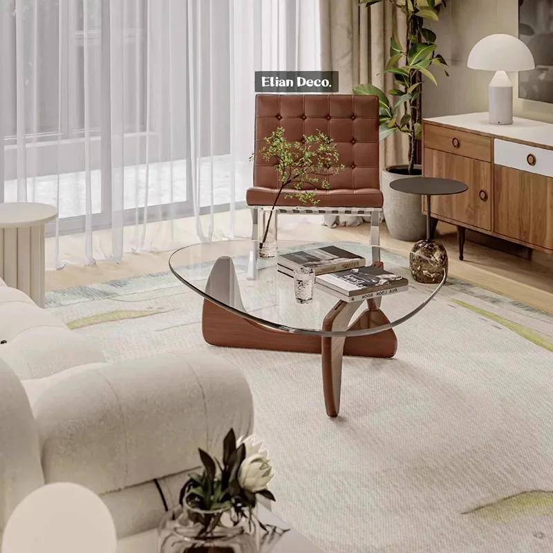 

Transparent Wooden Coffee Table Aesthetic Room Decor Big Size Interior Side Table Chinese Mesas Bajas Lounge Suite Furniture