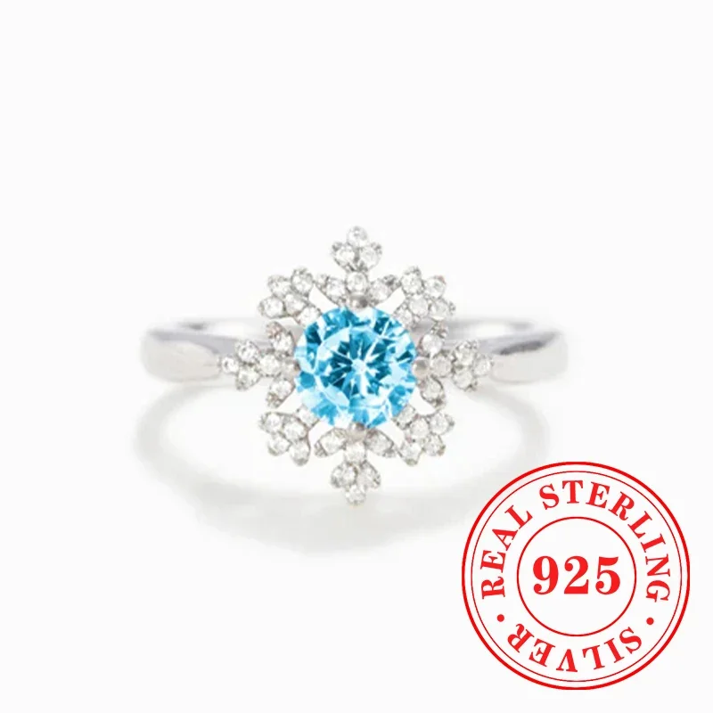 Huitan Aesthetic Snowflake Women Rings 925 Pure Silver Rings for Wedding Party Romantic Female Accessories Temperament Jewelry image 2