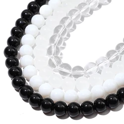 White Clear Crystal Glass Beads Smooth Round Loose Spacer Beads For Jewelry DIY Making Bracelet Accessories  4 6 8 10mm