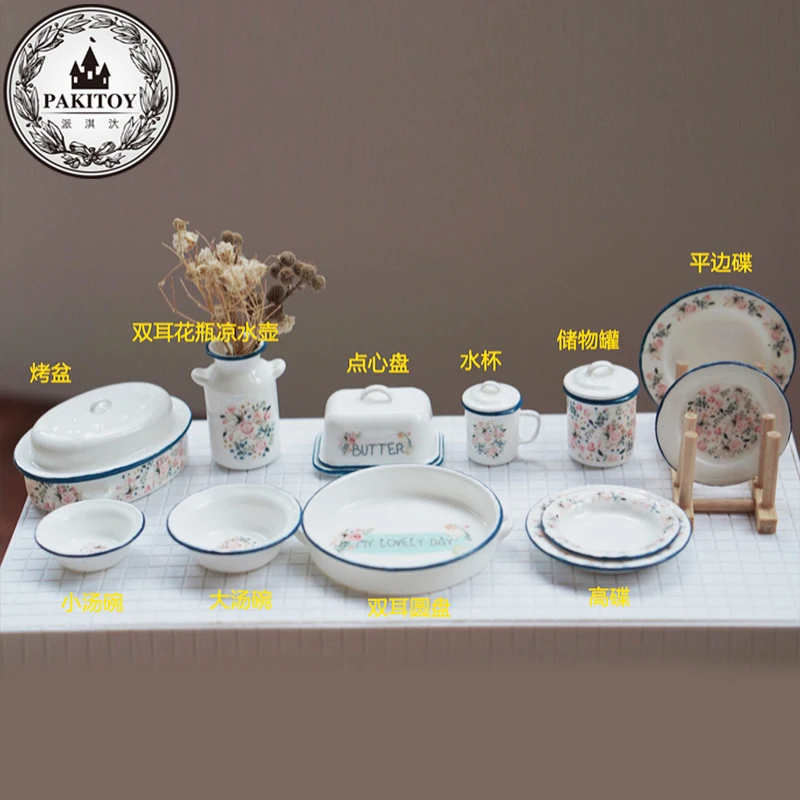 1/6 Doll House Model Furniture Accessories 12pcs Tableware Set Resin Plate Bowl Cup Bjd Ob11 Gsc Blyth Soldier Lol Miniatures