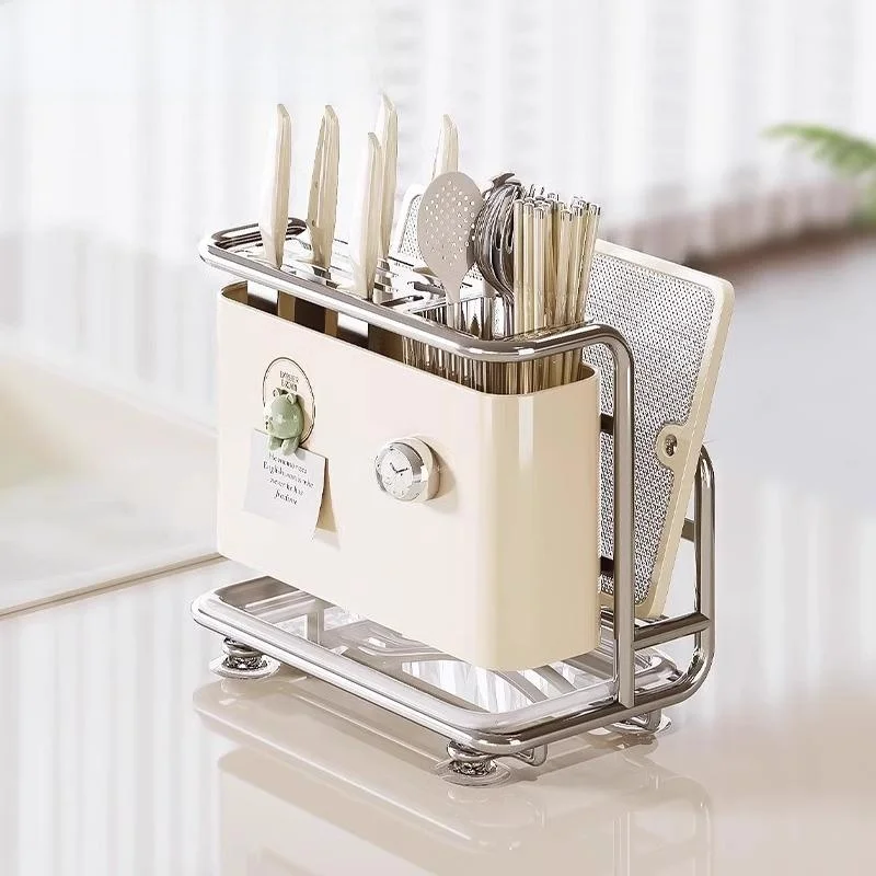 

Kitchen Carbon Steel Knife Ra Cutting Board Holder Inteated Storage elf Chopstis Cage New Model Countertop Drain