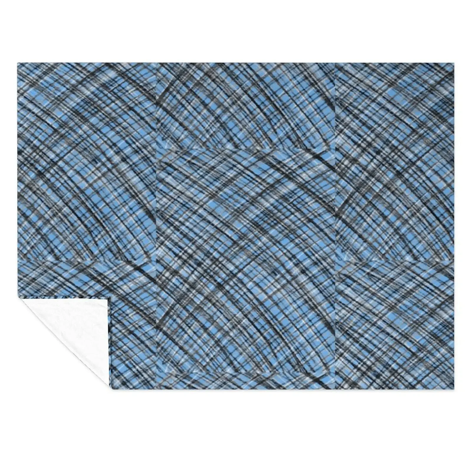 

6 Shades of grey on Sky Blue Throw Blanket Vintage Plaid Designers bed plaid Blankets