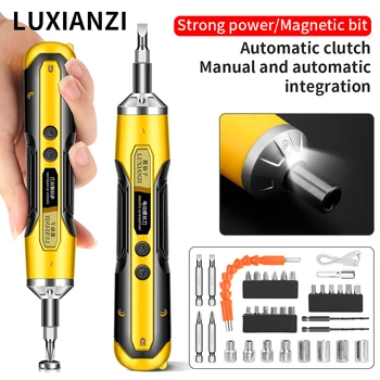 LUXIANZI Cordless Electric Screwdriver Set Power Tool Household Combination Rechargeable Battery Mini Drill Magnetic Bit