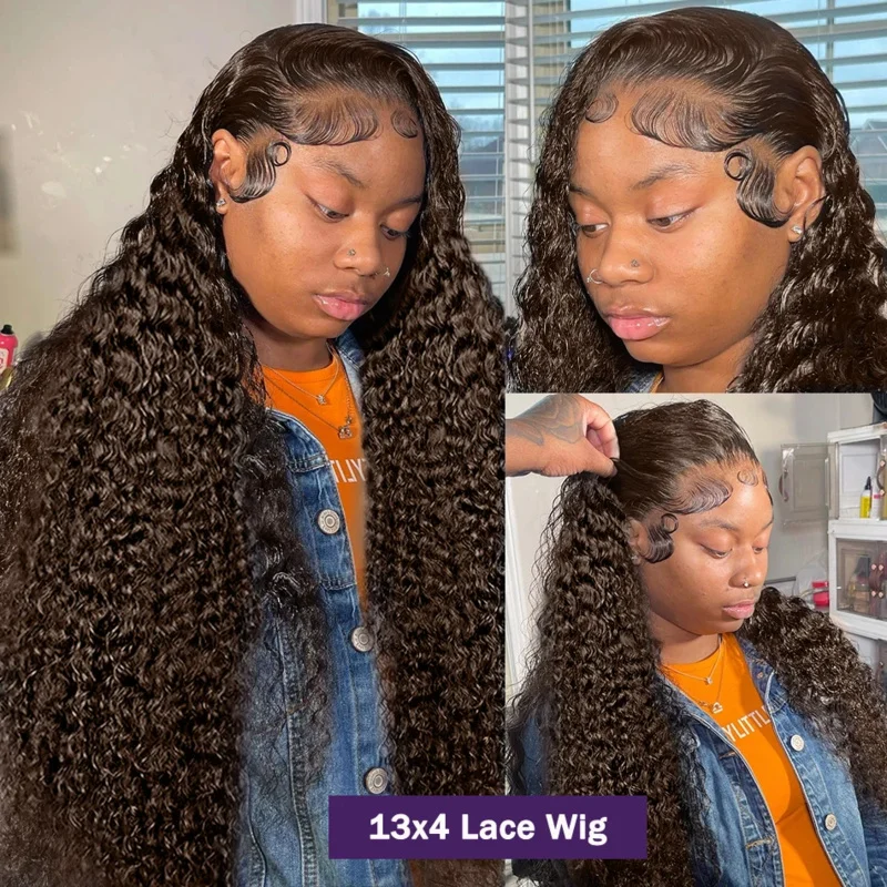 Rosabeauty Chocolate Brown Deep Wave 13x4 Lace Front Wigs Human Hair HD Lace 250% Water Wave 13x6 Lace Frontal Wigs For Women