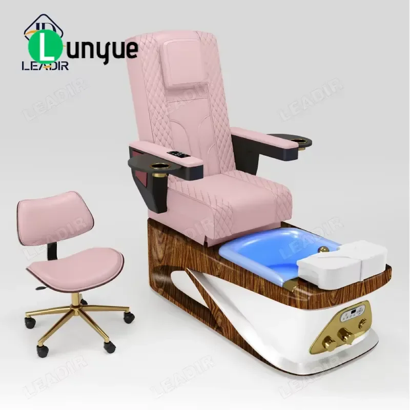 Luxury Electric Pedicure Chair Leather Foot Spa Furniture Modern LED Light Lounge Chair for Nail Beauty Shop Equipment